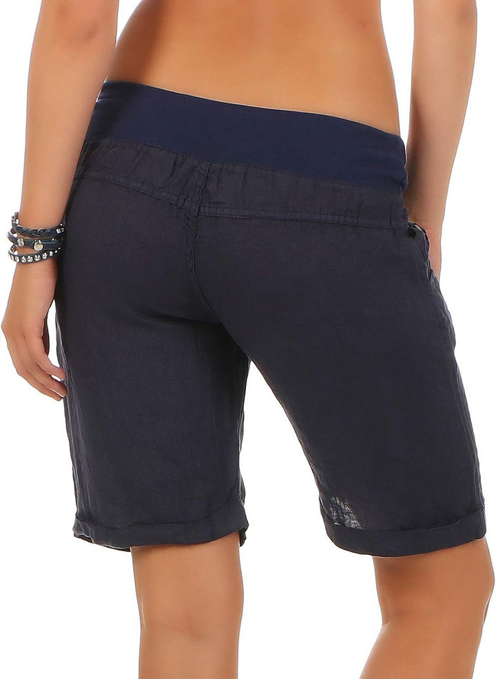 Malito Damen Bermuda aus Leinen | lässige Kurze Hose | Shorts für den Strand | Pants - Hotpants 3001