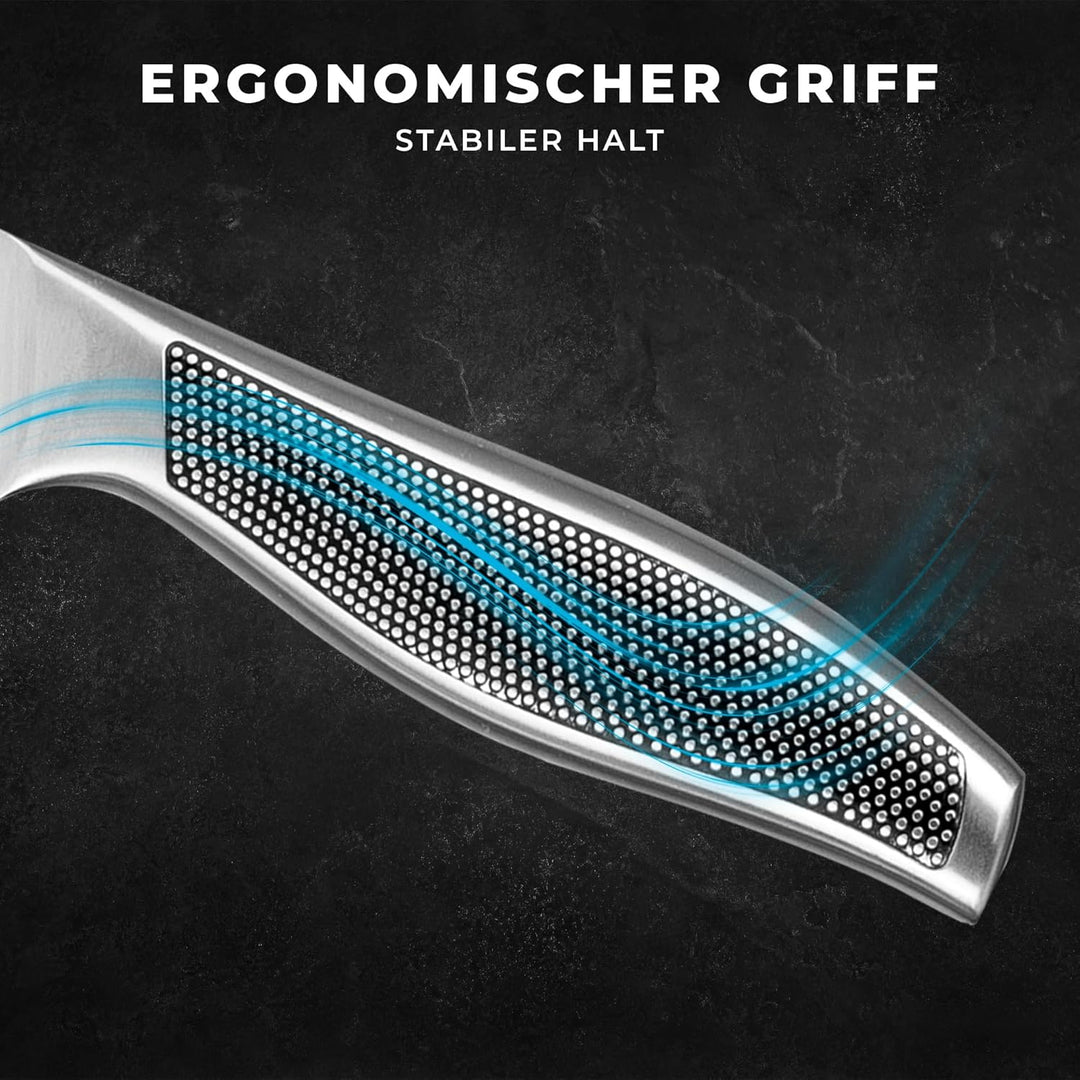 Messerset mit Magnetischer Messerblock - 6 Teilig Küchenmesser Set - Edelstahl Messer mit Kochmesser