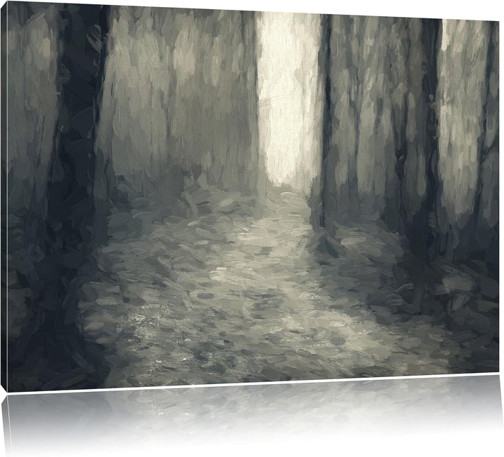 Pixxprint düsterer Wald als Leinwandbild/Grösse: 100x70 cm/Wandbild/Kunstdruck/fertig bespannt, 100x