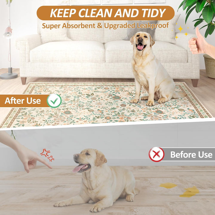 Baodan Welpen Unterlagen Waschbar, 2 Pack PIPI Matten für Hunde mit Blumenmuster inkontinenzunterlag