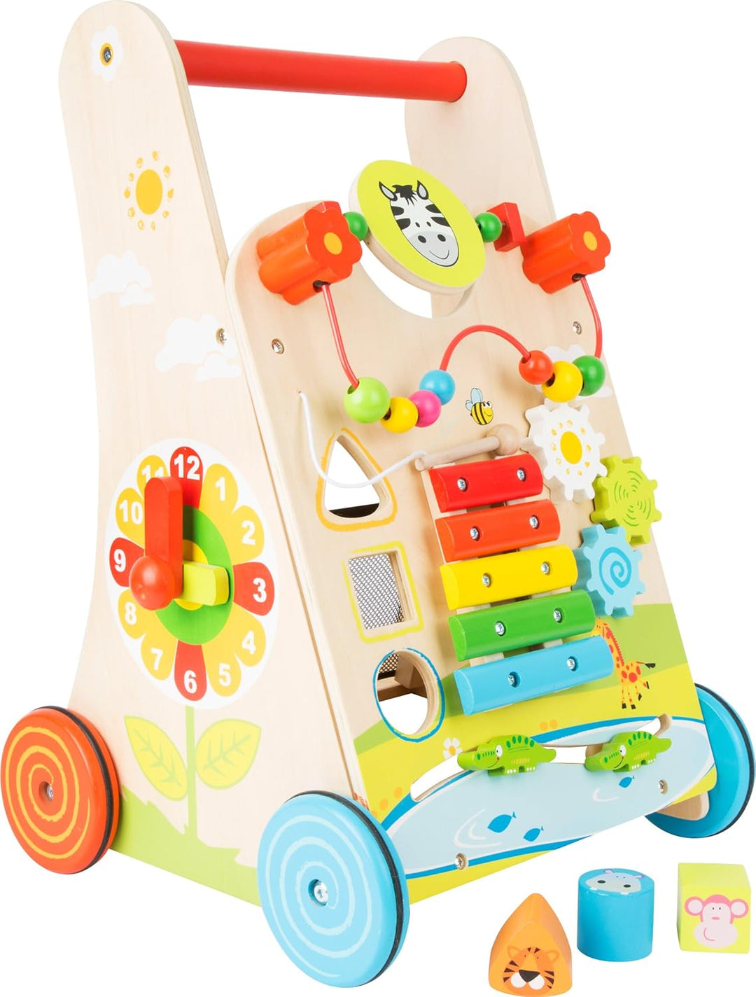 Small Foot Lauflernwagen Blumenwiese, Holz mit vielseitigem Spielspass für Kinder ab 2 Jahren 10606,