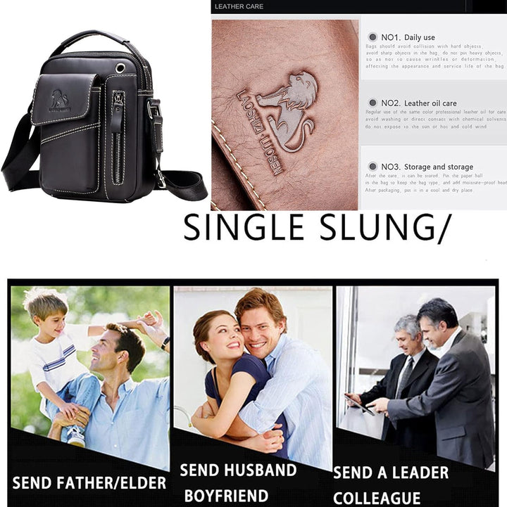 Einyniuer Herren Umhängetasche Mode Crossbody Tasche Leder Schultertasche Herrentasche Vintage für A