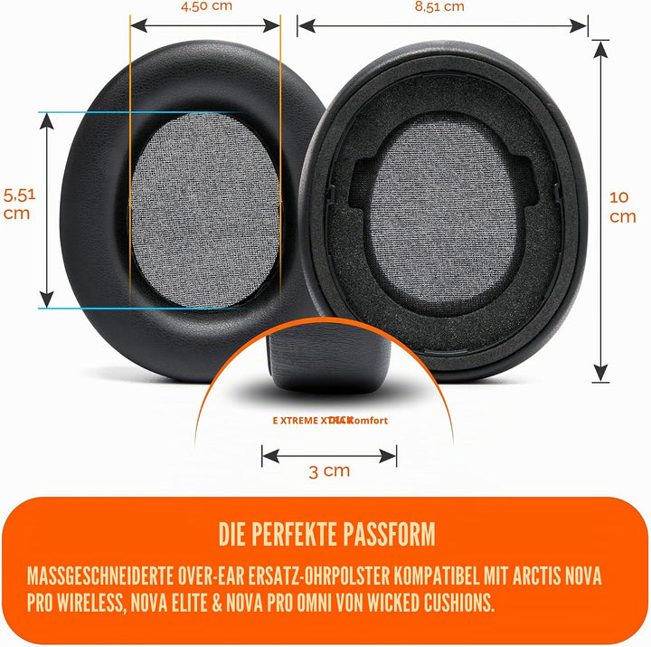 WC PadZ Nova Pro Wireless & Nova Elite – Ersatz-Ohrpolster für Steelseries Arctis Nova Pro Wireless