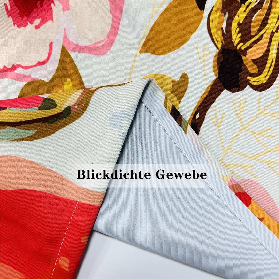 YUANZU Vintage Vorhänge Boho Stil Aquarell Blumen Ösen Gardinen mit Blickdichte Thermo Vorhang Kälte