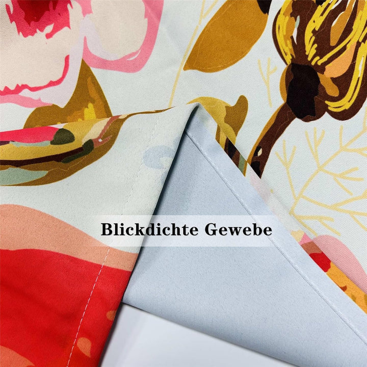 YUANZU Vintage Vorhänge Boho Stil Aquarell Blumen Ösen Gardinen mit Blickdichte Thermo Vorhang Kälte