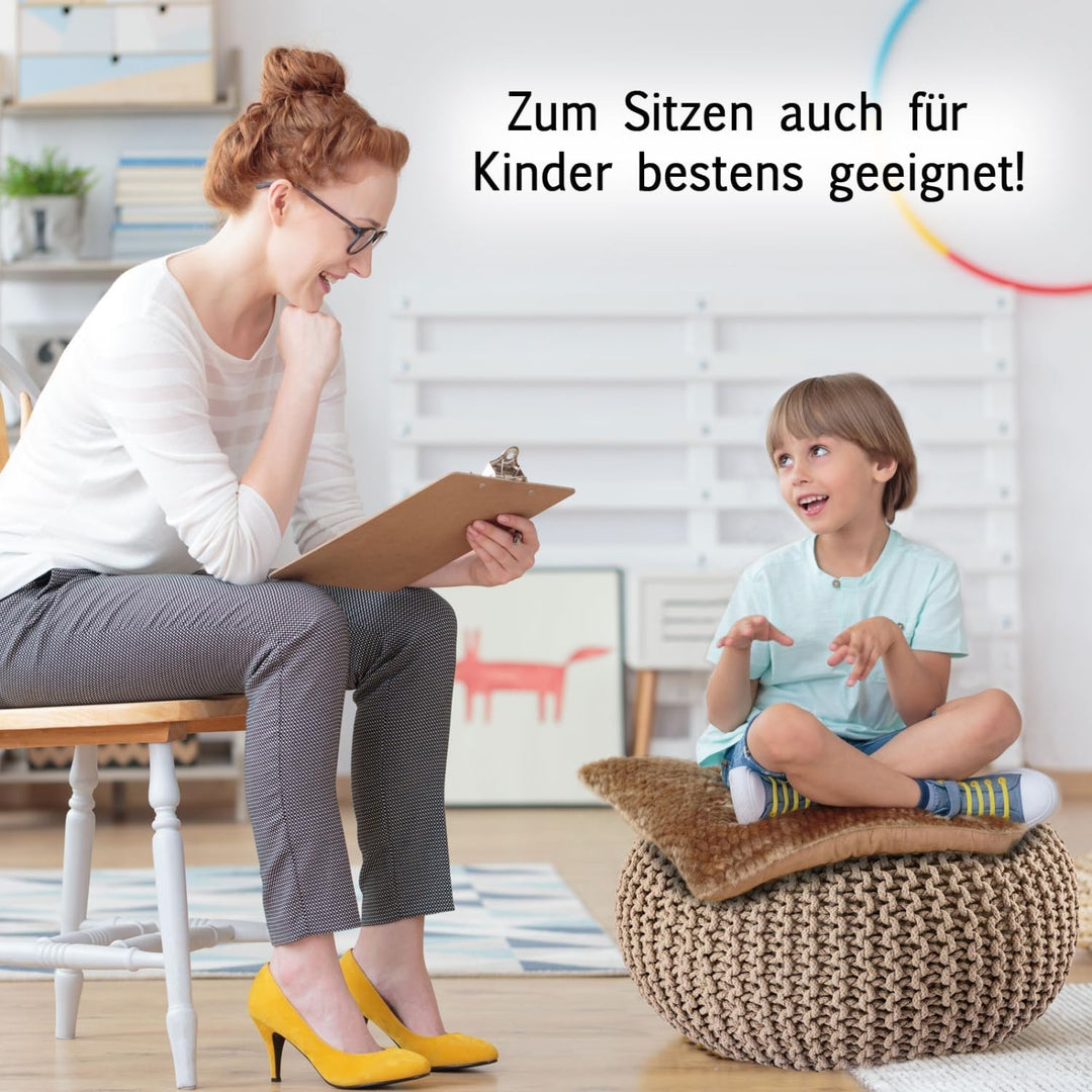 casamia Pouf Ø 55 o. 45 cm Sitzpouf Strickhocker Sitzpouf Bodenkissen nachhaltig Grobstrick Optik Gr