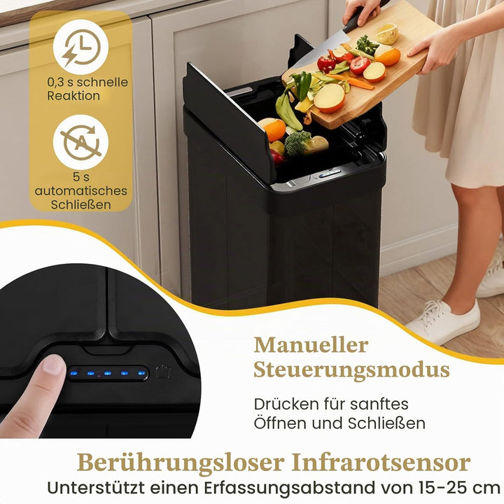 LIFEZEAL 60L Mülleimer, Küchenabfalleimer mit Smart Sensor, Abfalleimer Küche mit Deckel für Mülltre