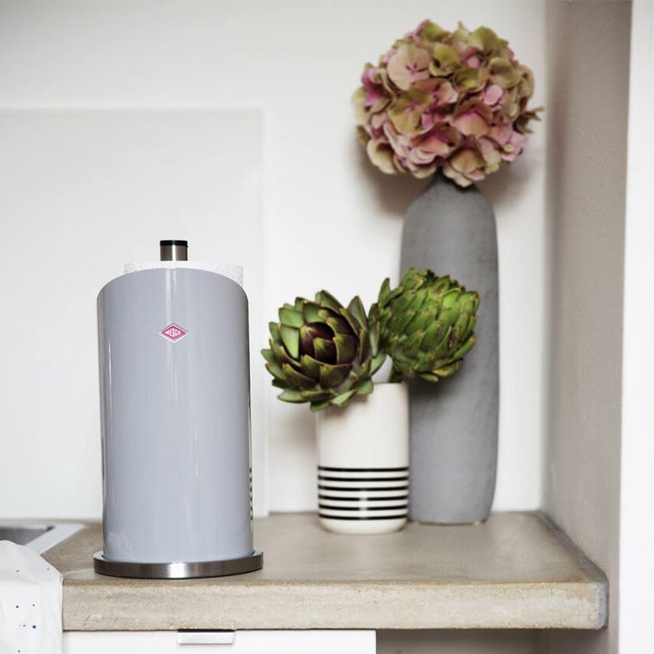 Wesco Papierrollenhalter in der Farbe mandel aus Edelstahl und farbig lackiertem Stahlblech, standfe