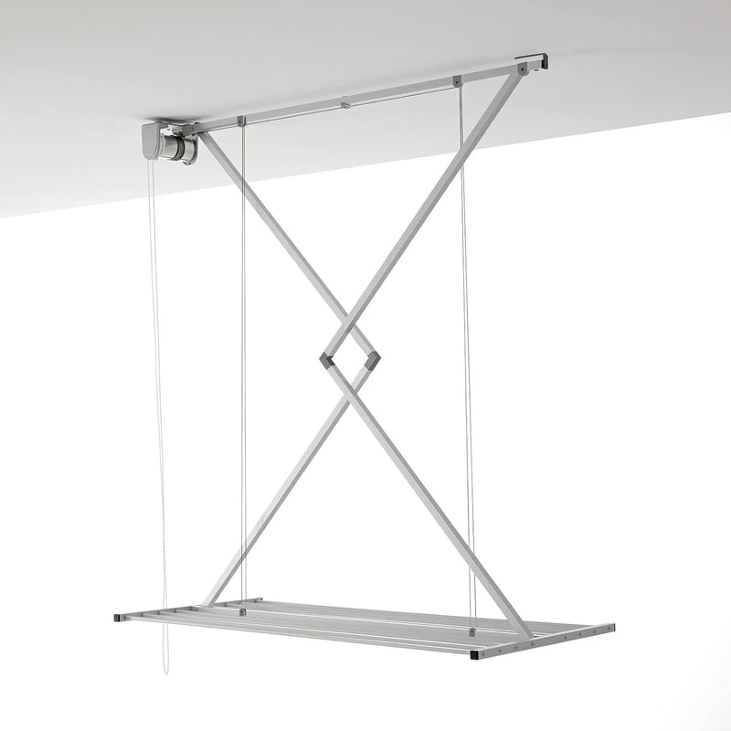 Foxydry Mini Deckenständer, vertikaler Wäscheständer, zusammenklappbar in Aluminium und Stahl 128x54