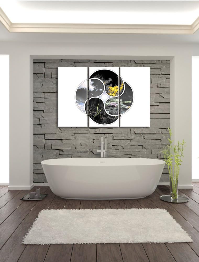 Pixxprint Die Vier Elemente als Leinwandbild | Grösse: 3 Teilig (120x80) | Wandbild| Kunstdruck | fe