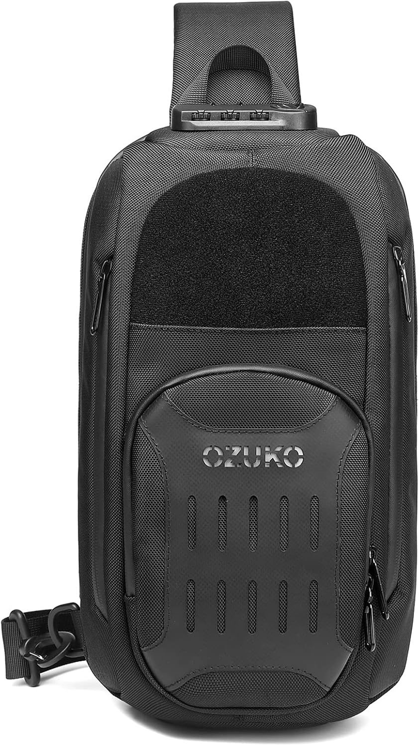 FANDARE Brusttasche Herren Sling Rucksack mit USB-Ladeanschluss Geschäft Klein Daypacks Schultertasc