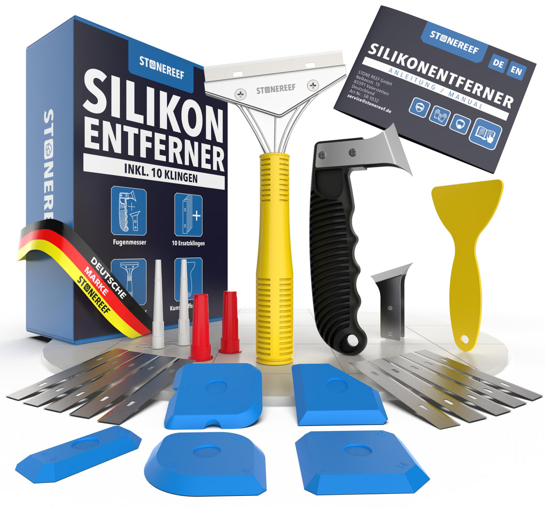 23-tlg. Fugen-Set – Silikonentferner &amp; Fugenschaber mit 10 Klingen, Fugenmesser mit Ersatzklinge, Ku