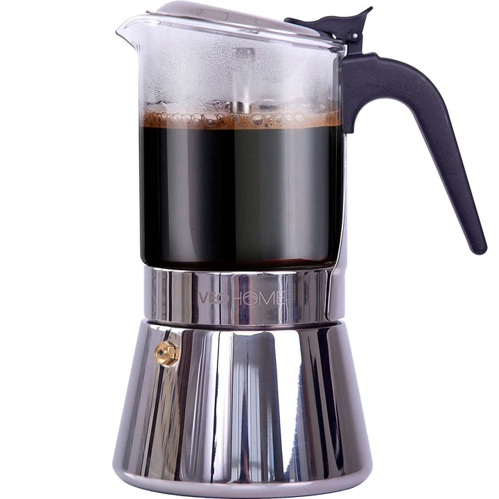 Espressokocher Klassisch italienische Perkolator-Mokakanne 360 ml - luxuriöses Kristallglas und rost