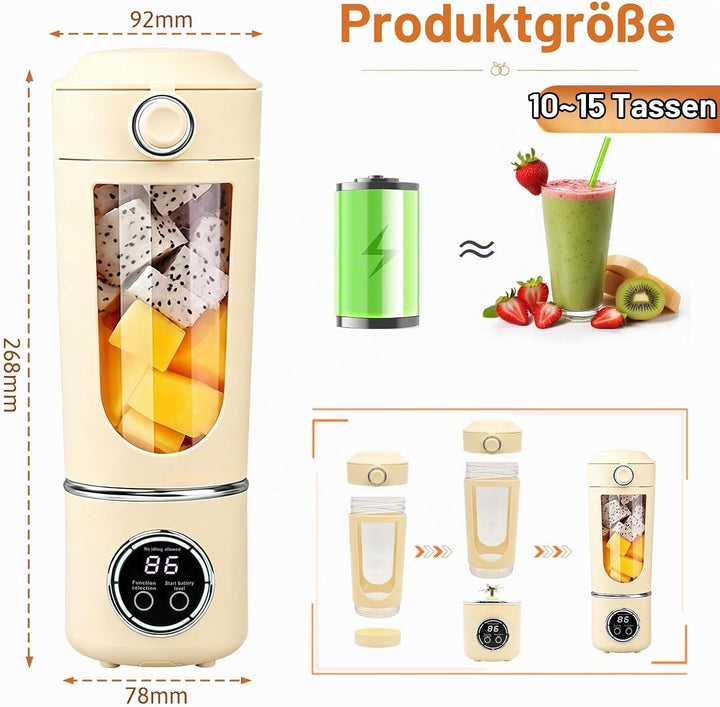 Herbst Tragbarer Mixer 700ml, Mixer Smoothie Maker To Go mit 12 EdelstahlKlingen, Klein Portable Ble