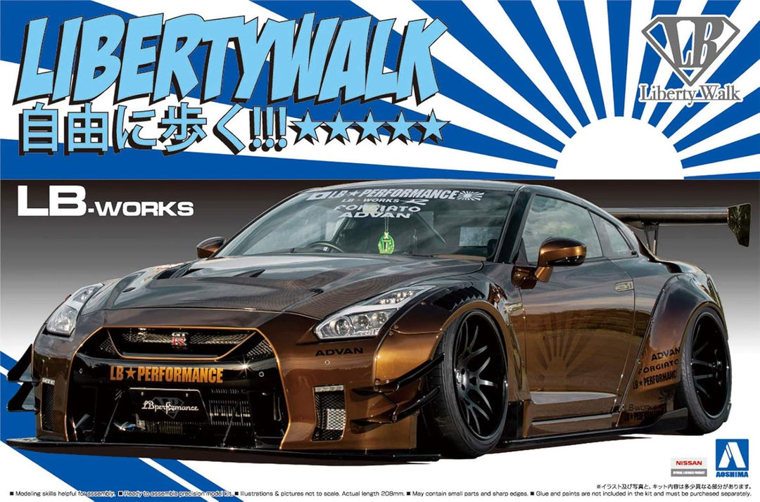 Aoshima Nissan GT-R R35 Type 2 Ver. 1 LB Works ADVAN 1:24 Model Kit Bausatz 055915