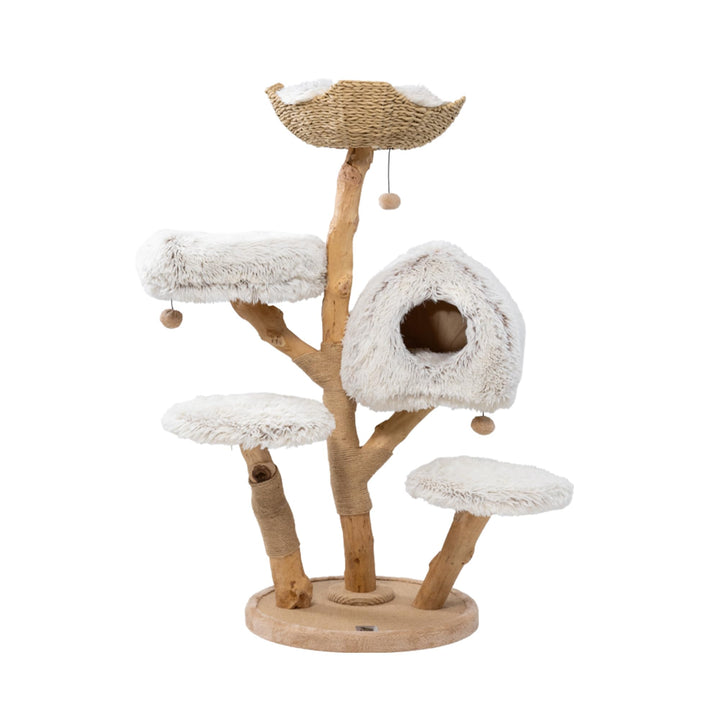 Kratzbaum Cozy Chalêt Für Wechselbare Bezüge - 128cm aus Echtholz mit Sisal, beige (Cozy Chalêt Neut