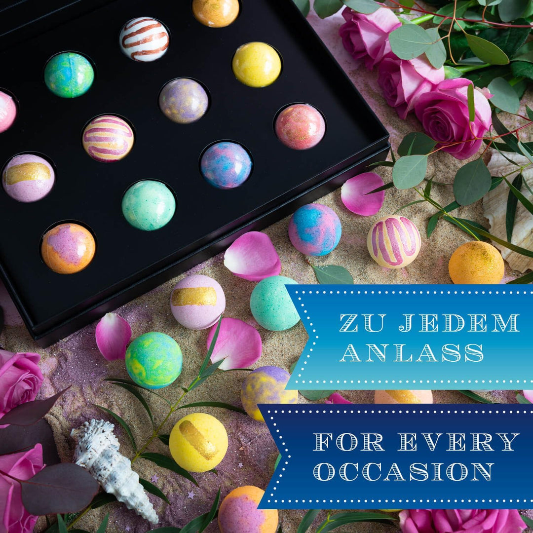 Hallingers® 12er Badebomben-Geschenk-Set mit zwölf Bathbombs (540g) - Luxury Bath Bombs - Blue (Set)