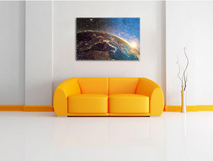 Pixxprint Erde im Weltall als Leinwandbild/Grösse: 100x70 / Wandbild/Kunstdruck/fertig bespannt, 100