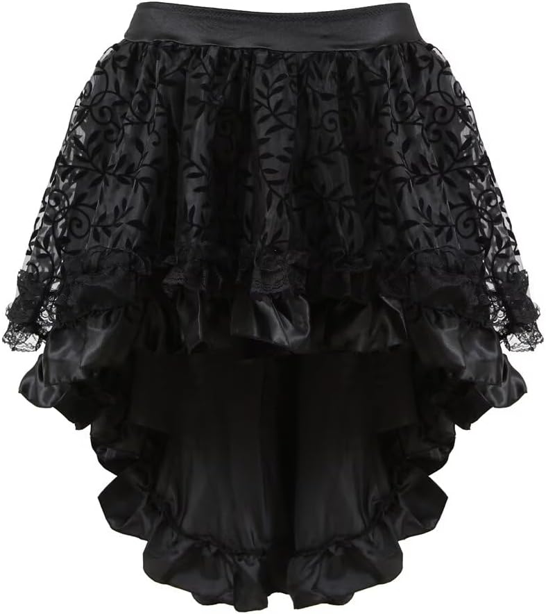 Jutrisujo Korsett Damen Kleid Steampunk Corsagenkleid Leder Corsage Kostüm Reissverschluss asymmetri