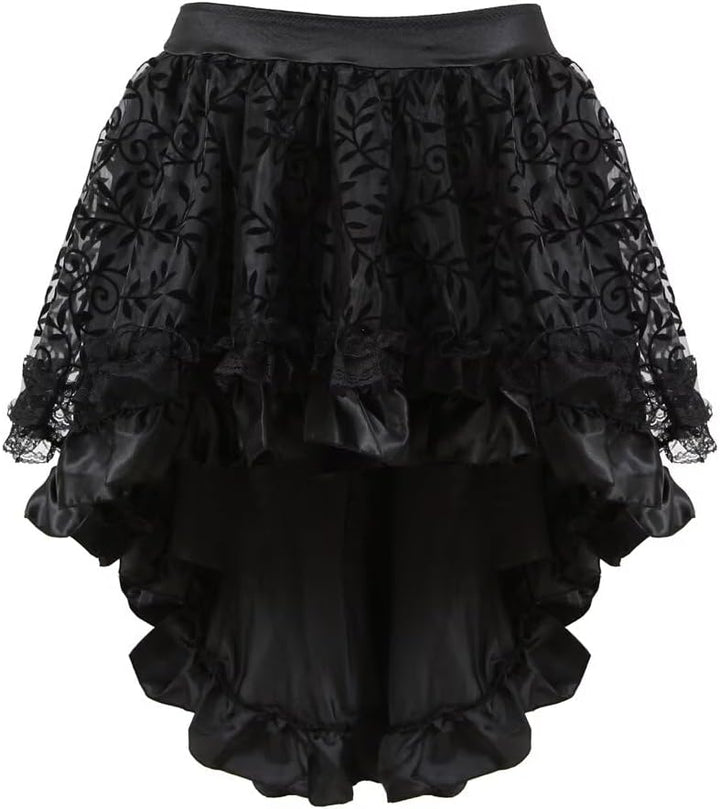 Jutrisujo Korsett Damen Kleid Steampunk Corsagenkleid Leder Corsage Kostüm Reissverschluss asymmetri