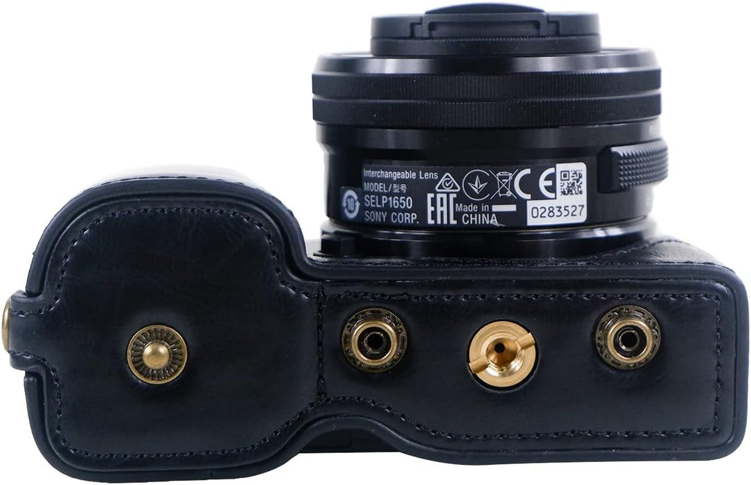Rieibi ZVE10 Hülle - Qualität PU Leder Hülle für Sony ZV-E10 spiegellose Digitalkamera - Griff Schut