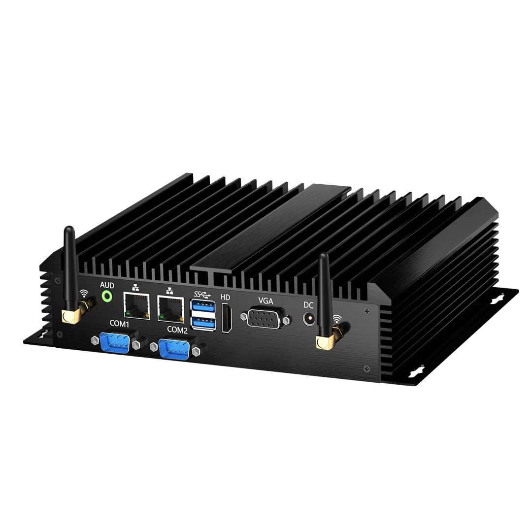 Lüfterloser Industrie Mini PC mit Core i7-5500U, Mini Computer 16GB RAM, 256GB SSD, 1xHDMI, 1xVGA, 2