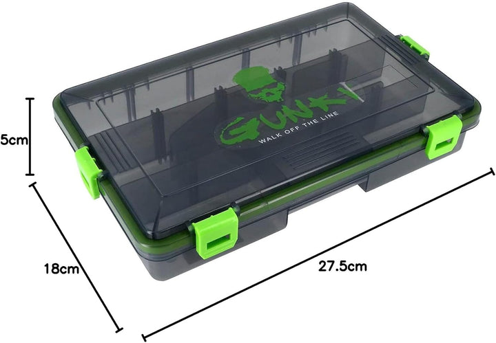 Gunki 27,5x18x5cm wasserdichte Box M - Kunstköderbox für Gummifische & Wobbler, Angelbox für Raubfis