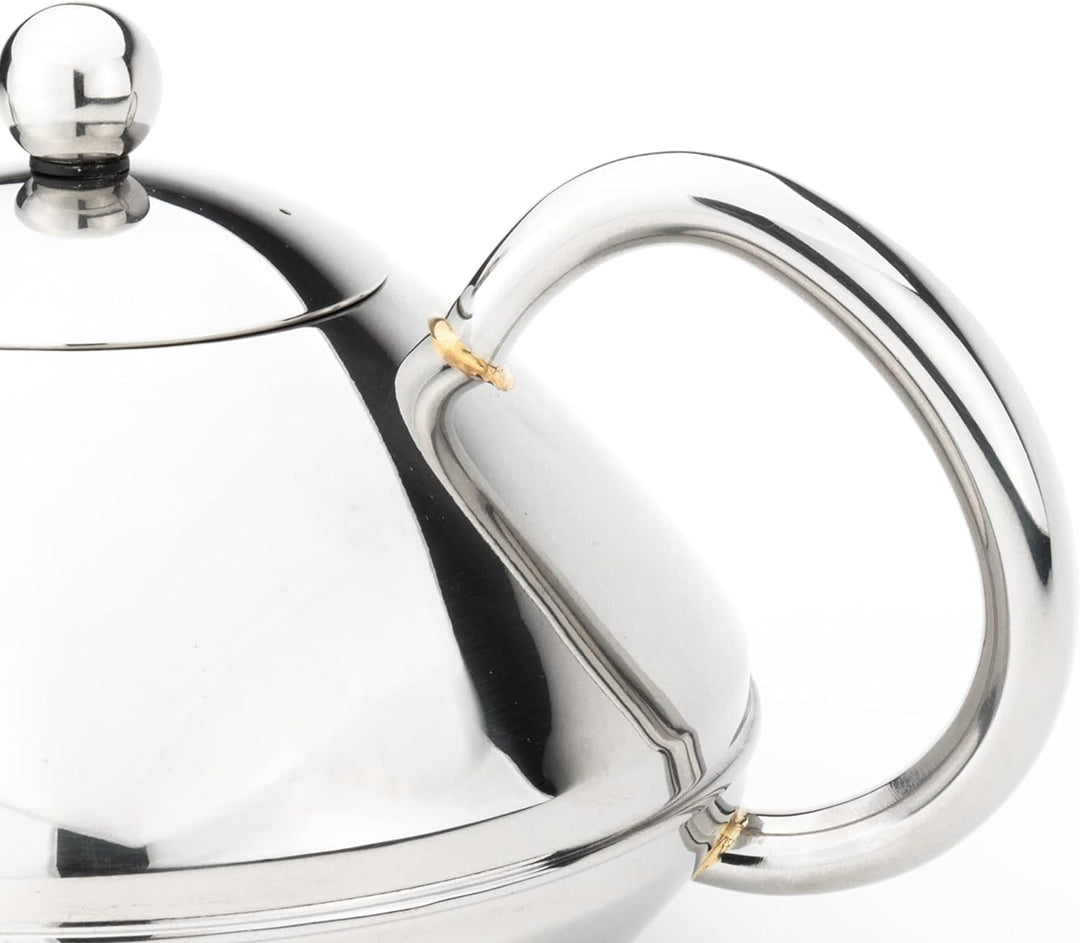 Bredemeijer Flache glänzende doppelwandige Edelstahl Teekanne 1.4 Liter