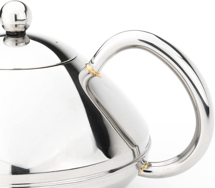Bredemeijer Flache glänzende doppelwandige Edelstahl Teekanne 1.4 Liter