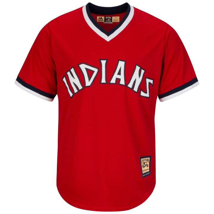 Majestic Athletic MLB Cleveland Indians Cooperstown Cool Base Jersey L Rot, L Rot