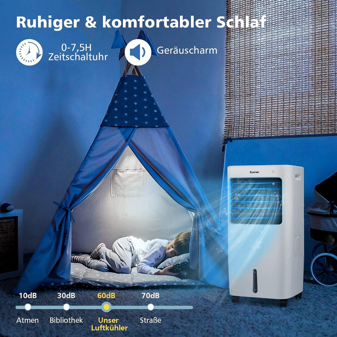 COSTWAY Mobile Klimaanlage ohne Abluftschlauch, 3 in 1 Luftkühler 65W | 3 in 1 Klimagerät Luftreinig