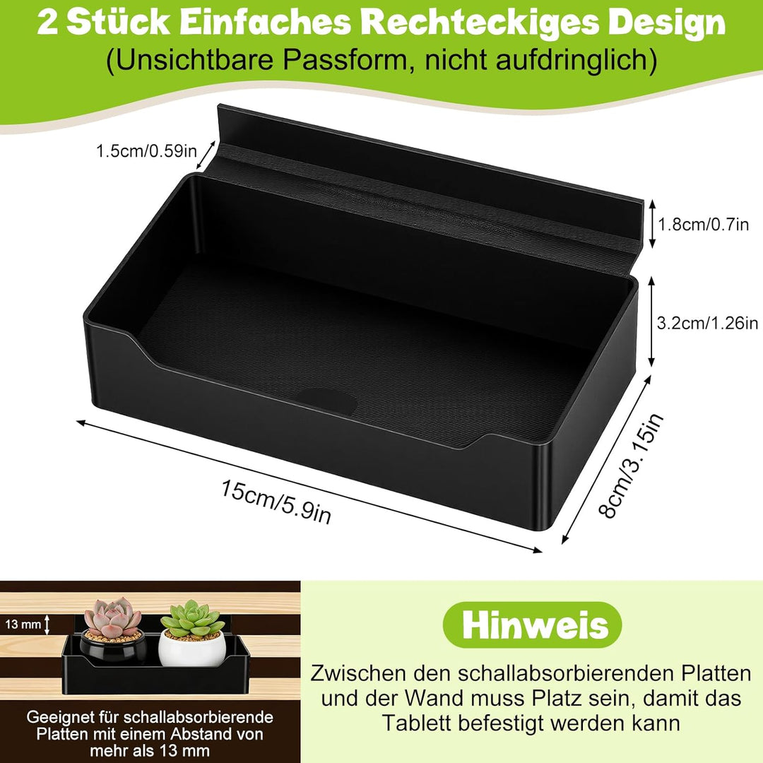 Hysagtek Regal für Akustikpaneel - 2 Stück Zubehör Akustikpaneele Ohne Bohren, Schwarze Schweberegal