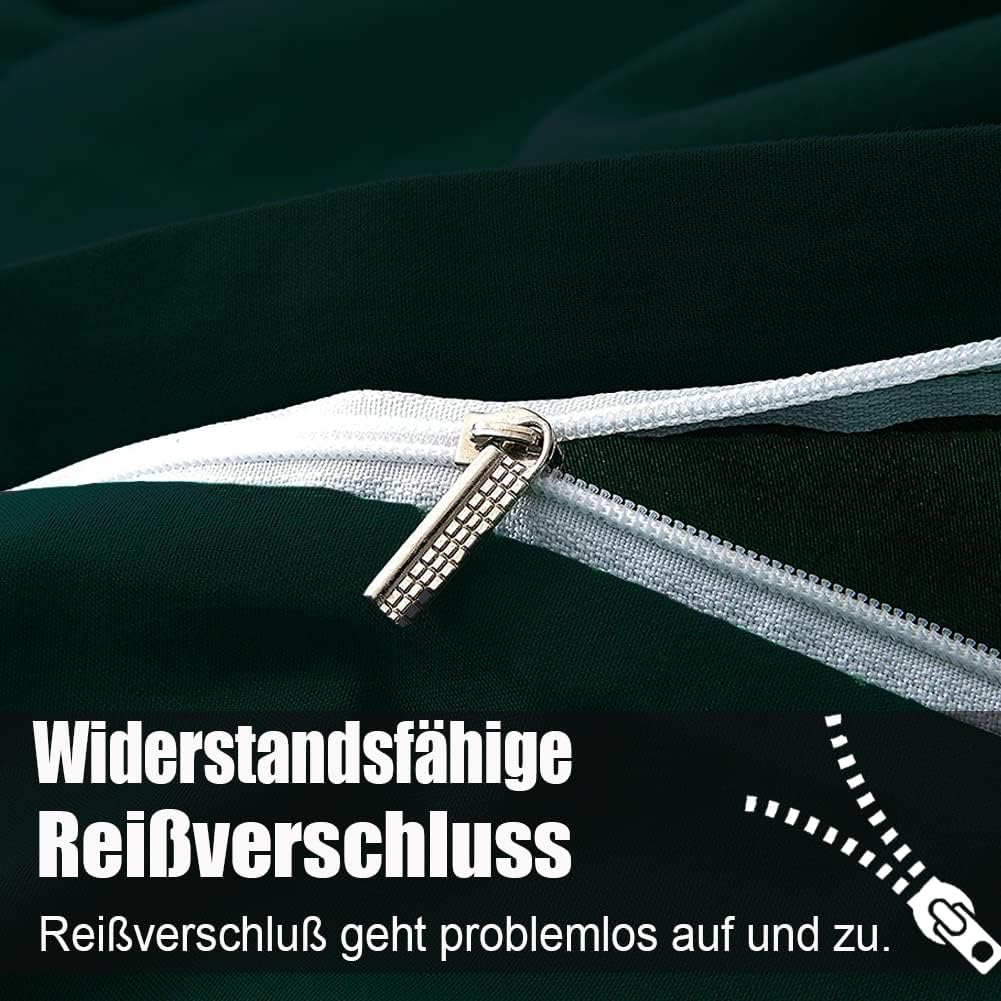 Soifox bettwäsche Dunkelgrün 135x200 - bettwäsche-Sets aus Mikrofaser bügelfrei &amp; knitterfrei mit Re