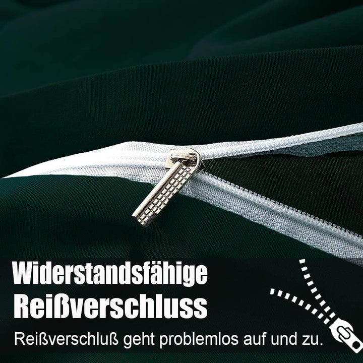 Soifox bettwäsche Dunkelgrün 135x200 - bettwäsche-Sets aus Mikrofaser bügelfrei &amp; knitterfrei mit Re