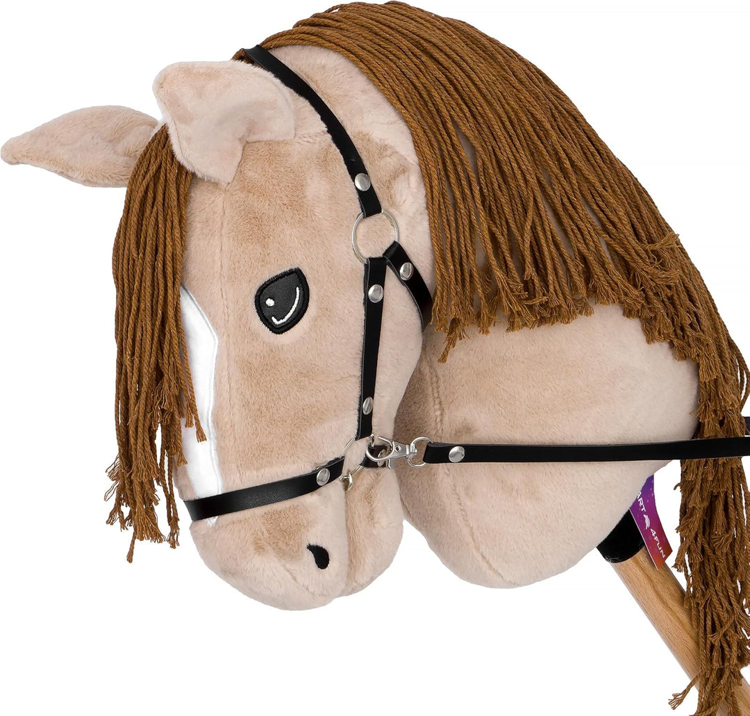Start Hobby Horse Steckenpferd aus Plüsch mit Holzstock – Realistisches Stockpferd mit Langer Mähne
