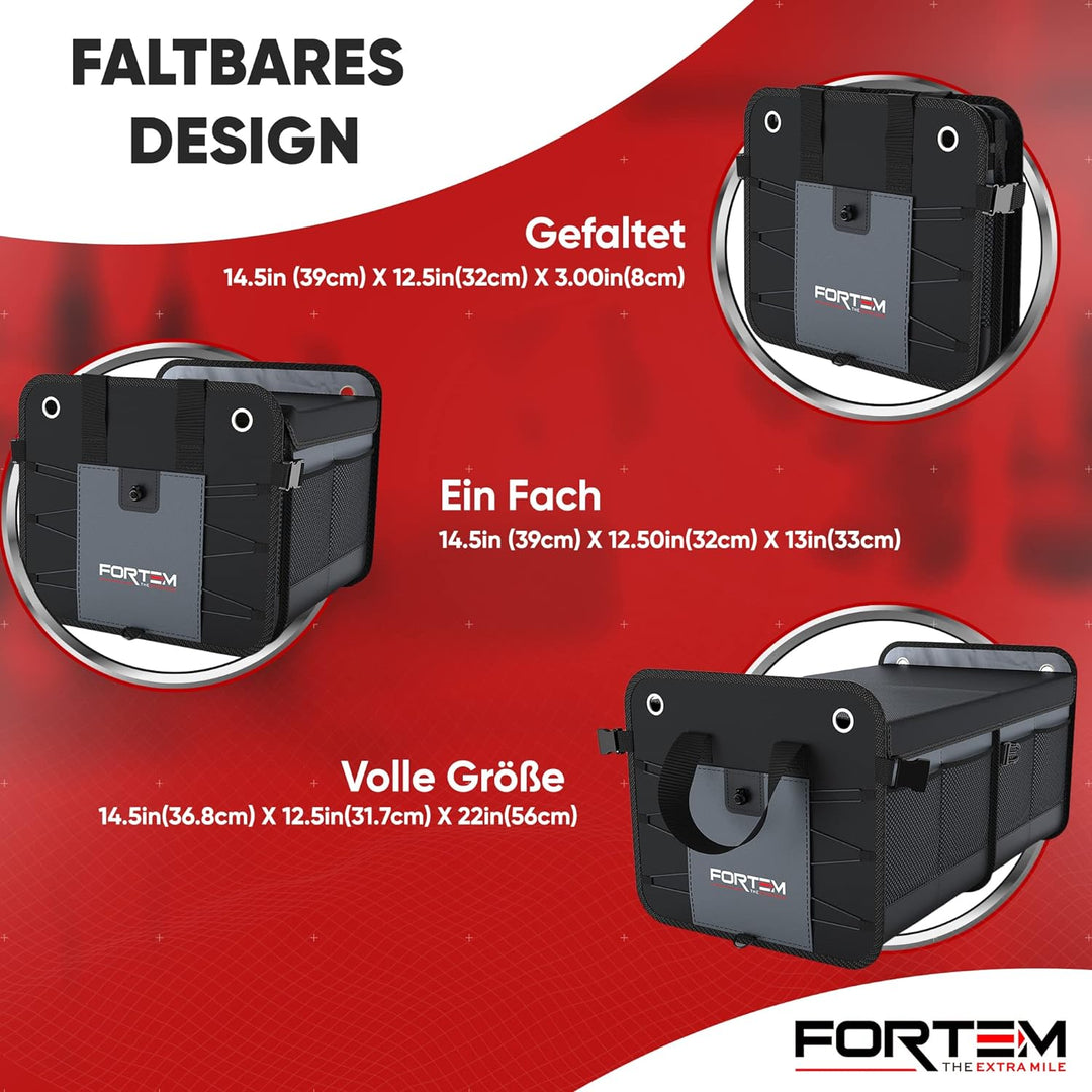 FORTEM Kofferraum Organizer, Kofferraumtasche, Zusammenklappbarer Auto Organizer Kofferraum mit Fäch