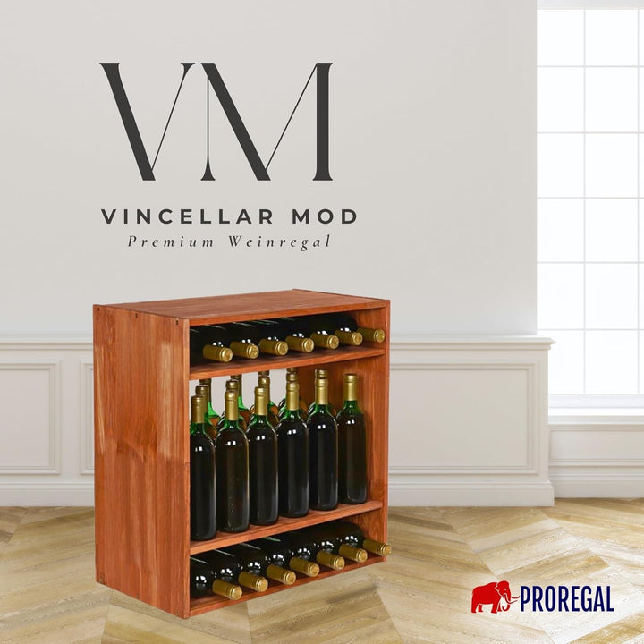 PROREGAL Modulares Weinregal VINCELLAR MOD | HxBxT 60x60x30cm | Standflaschen Modul für 32 Flaschen