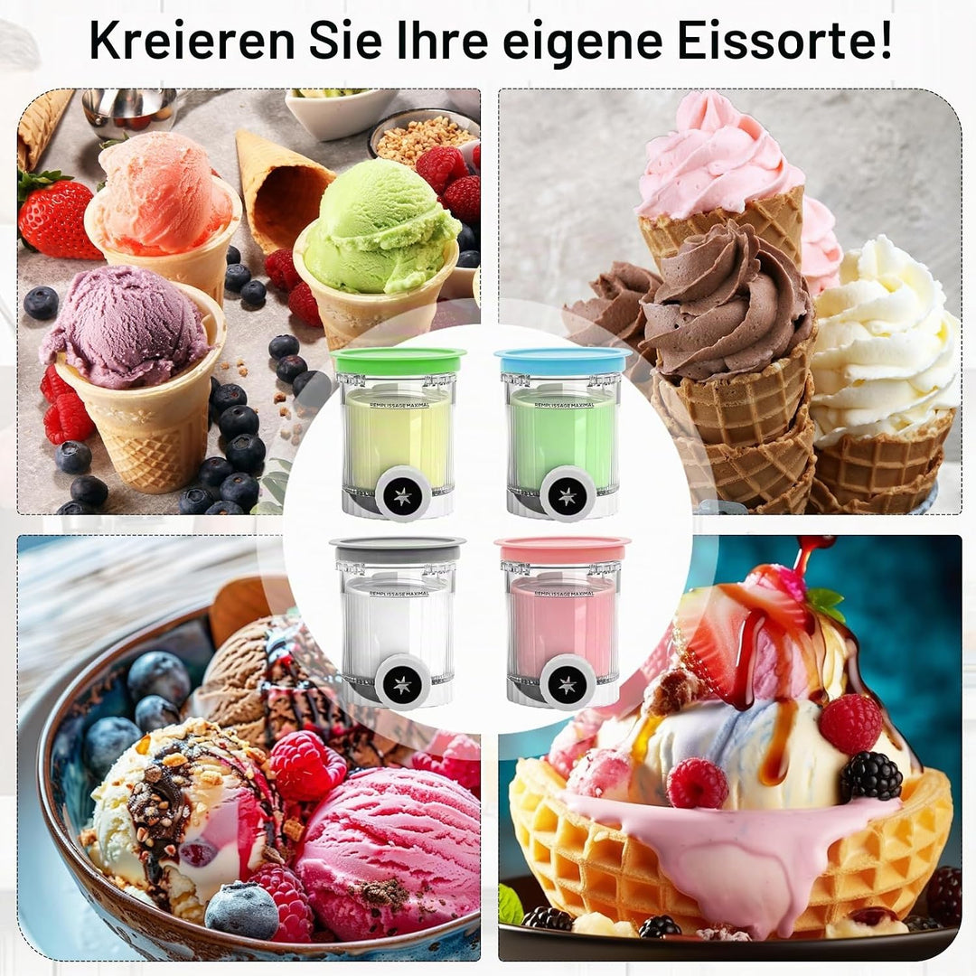 Creami Behälter für Ninja Swirl Creami NC700 NC701EU Serie, 4 Stück Eiscreme Behälte 480ML BPA-Frei