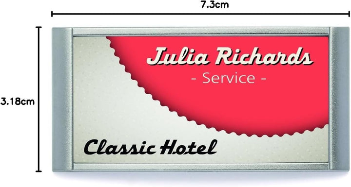 Durable Namensschild Classic mit Magnet, 34 x 74 mm, 10 Stück, silber, 854223, 34 x 74 mm
