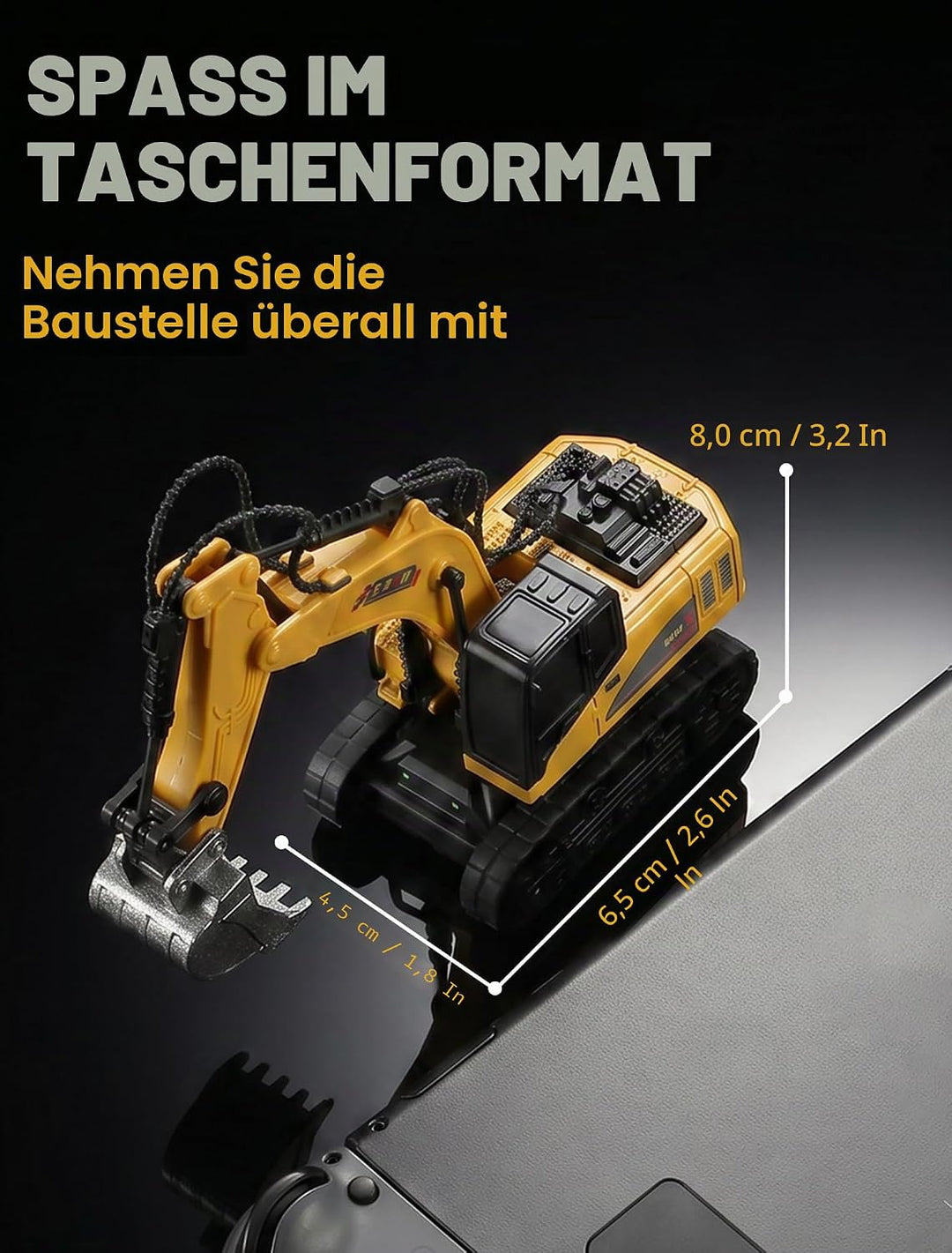 10-Kanal Mini RC Bagger, Ferngesteuerter Bagger für Erwachsene, Metallschaufel aus Legierung, Type-C