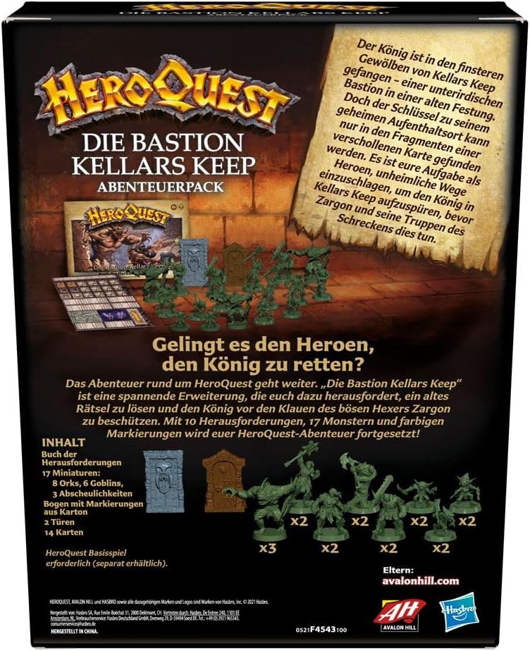 Hasbro Hill HeroQuest Die Bastion Kellars Keep Abenteuerpack, ab 14 Jahren, HeroQuest Basisspiel erf