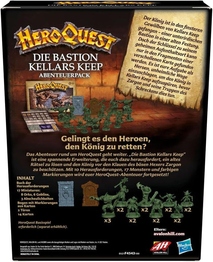 Hasbro Hill HeroQuest Die Bastion Kellars Keep Abenteuerpack, ab 14 Jahren, HeroQuest Basisspiel erf