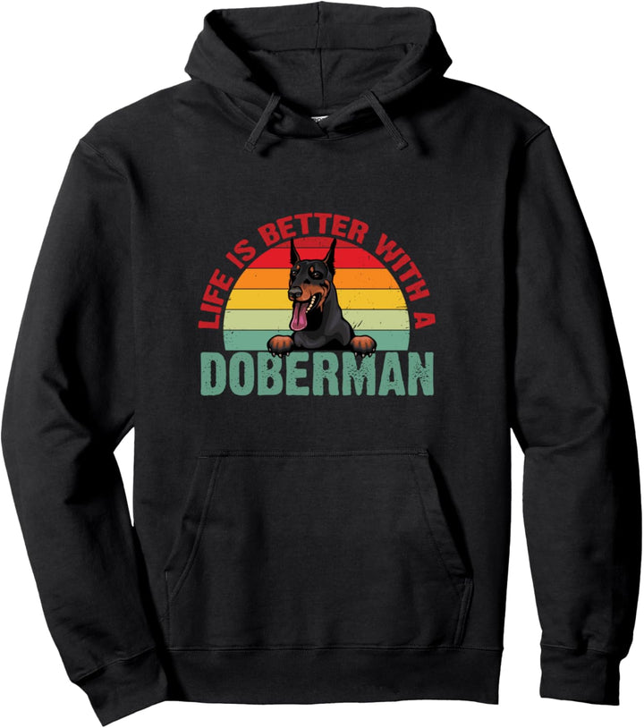 Life Is Better With A Doberman Retro-Stil Dobermann Pullover Hoodie