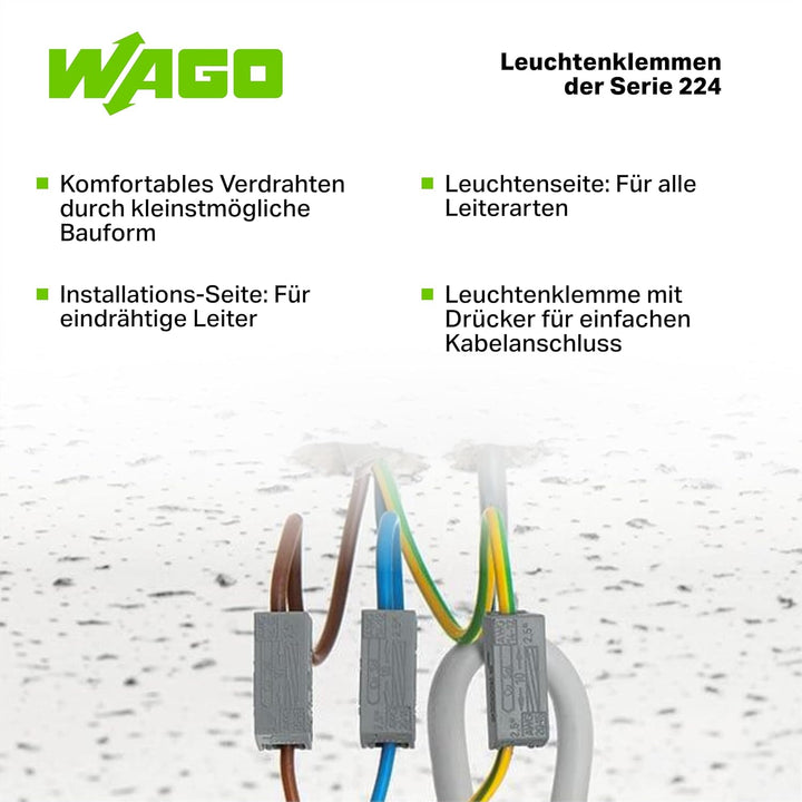 WAGO 2-Leiter-Leuchtenklemme 224-112 | Nennquerschnitt: 2,5 mm², für ein- und feindrähtige Leiter, 1