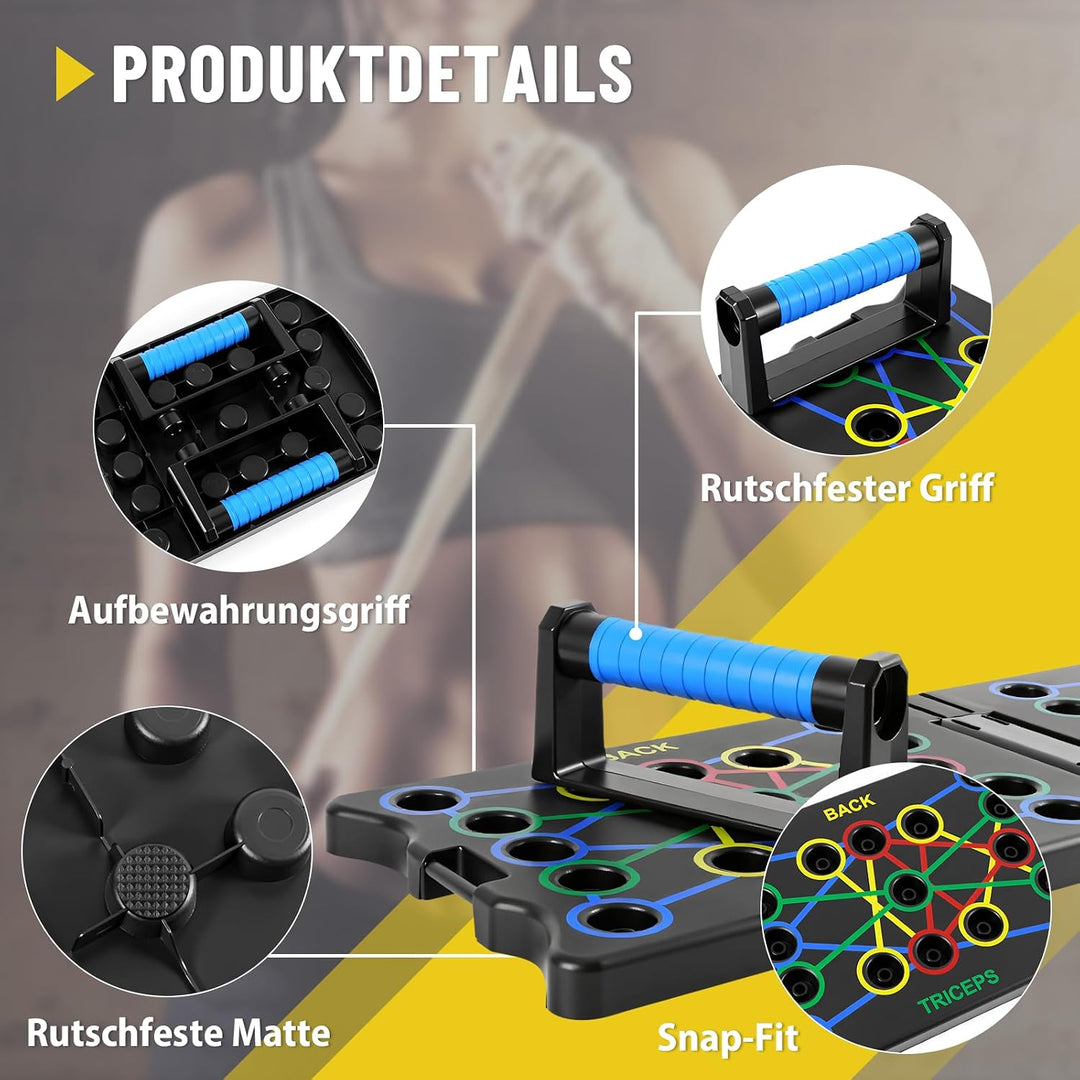 Multifunktions Liegestützgriffe 24 In 1, Liegestütze Brett Push Up Board mit Handgriff, 2 Elastische