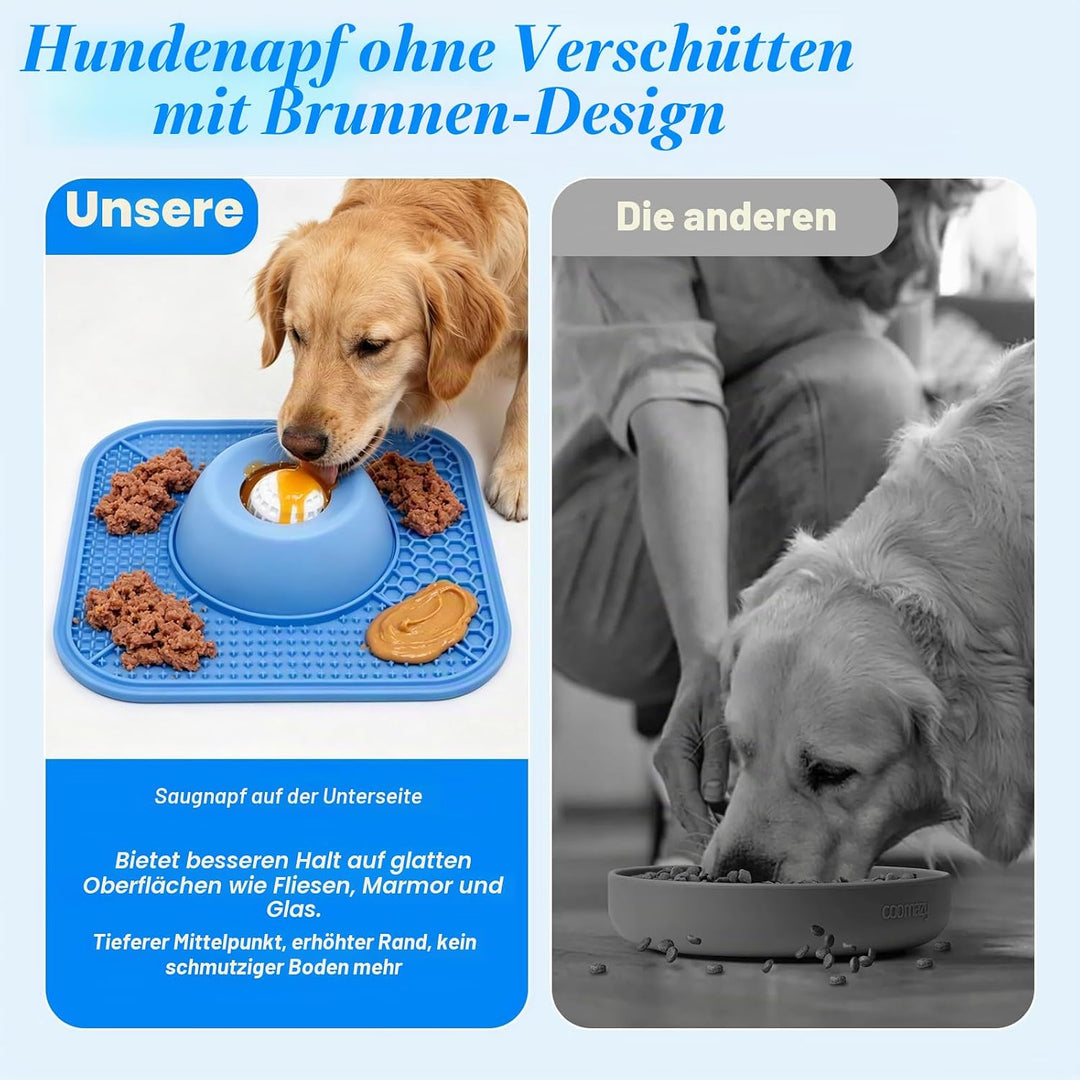 2-in-1 Schleckball Hundenapf & Schleckmatte Hund für Flüssige Dickflüssige Snacks,rutschfest Silikon