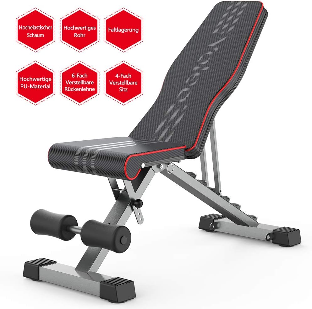 YOLEO klappbare Hantelbank Multifunktion Training Fitness Bank Bauchtrainer Schrägbank mit 6-Fach Ve