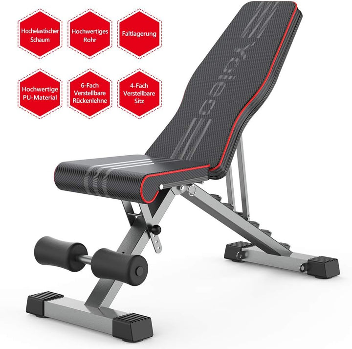 YOLEO klappbare Hantelbank Multifunktion Training Fitness Bank Bauchtrainer Schrägbank mit 6-Fach Ve
