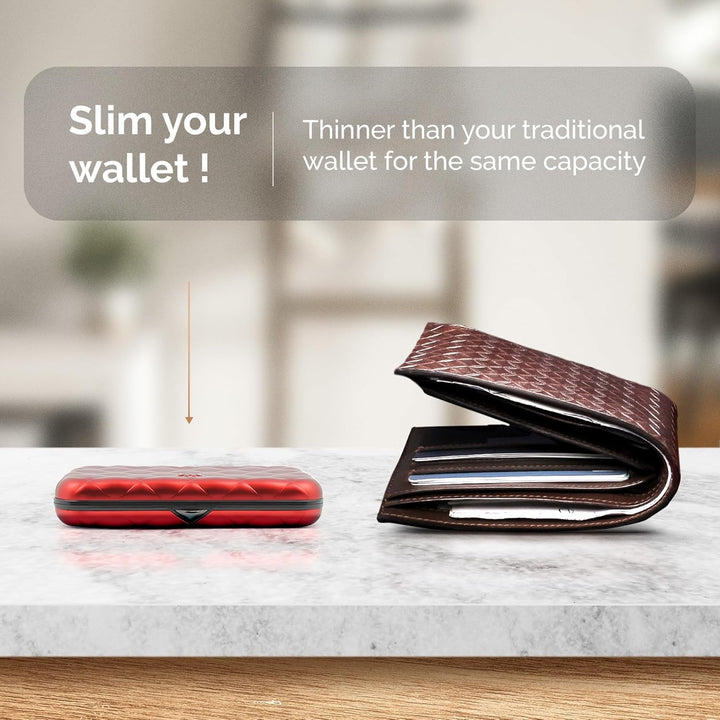 ÖGON Smart Wallets - Aluminium Geldbörse Quilted Button für Damen - RFID-Schutz - Bis zu 10 Karten u