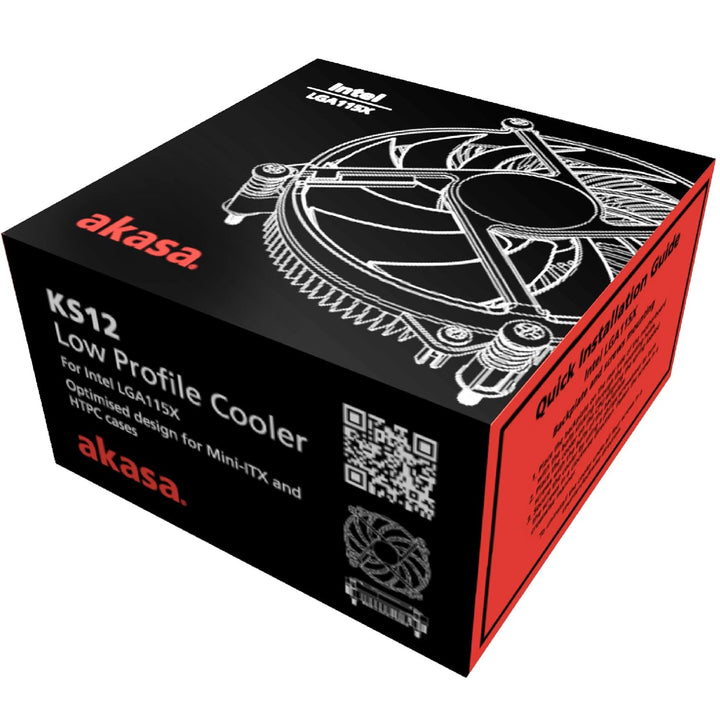 Akasa AK-CC6308EP01 Low Profile CPU-Kuehler - 92mm Carte SIM Plaque arrière 9,6 cm Aluminium, Noir K
